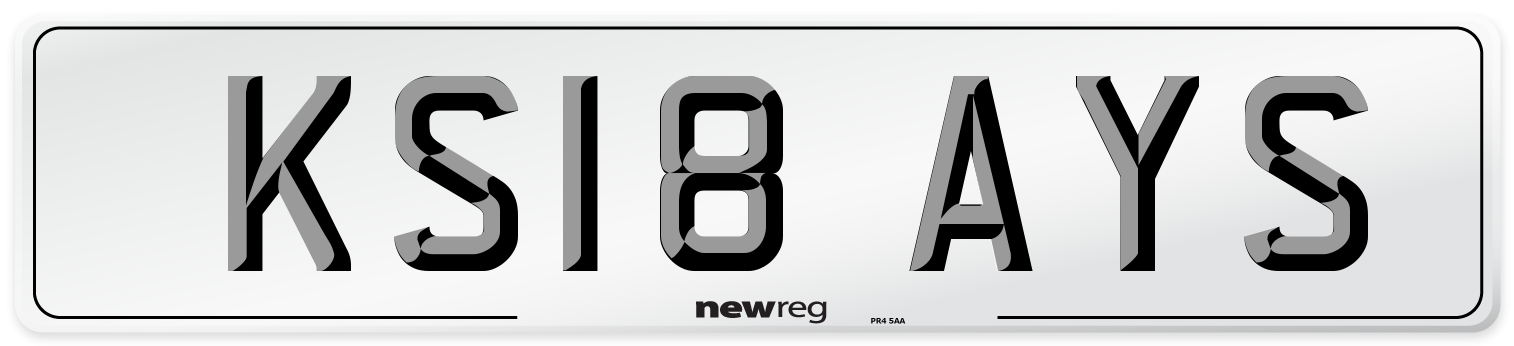 KS18 AYS Number Plate from New Reg